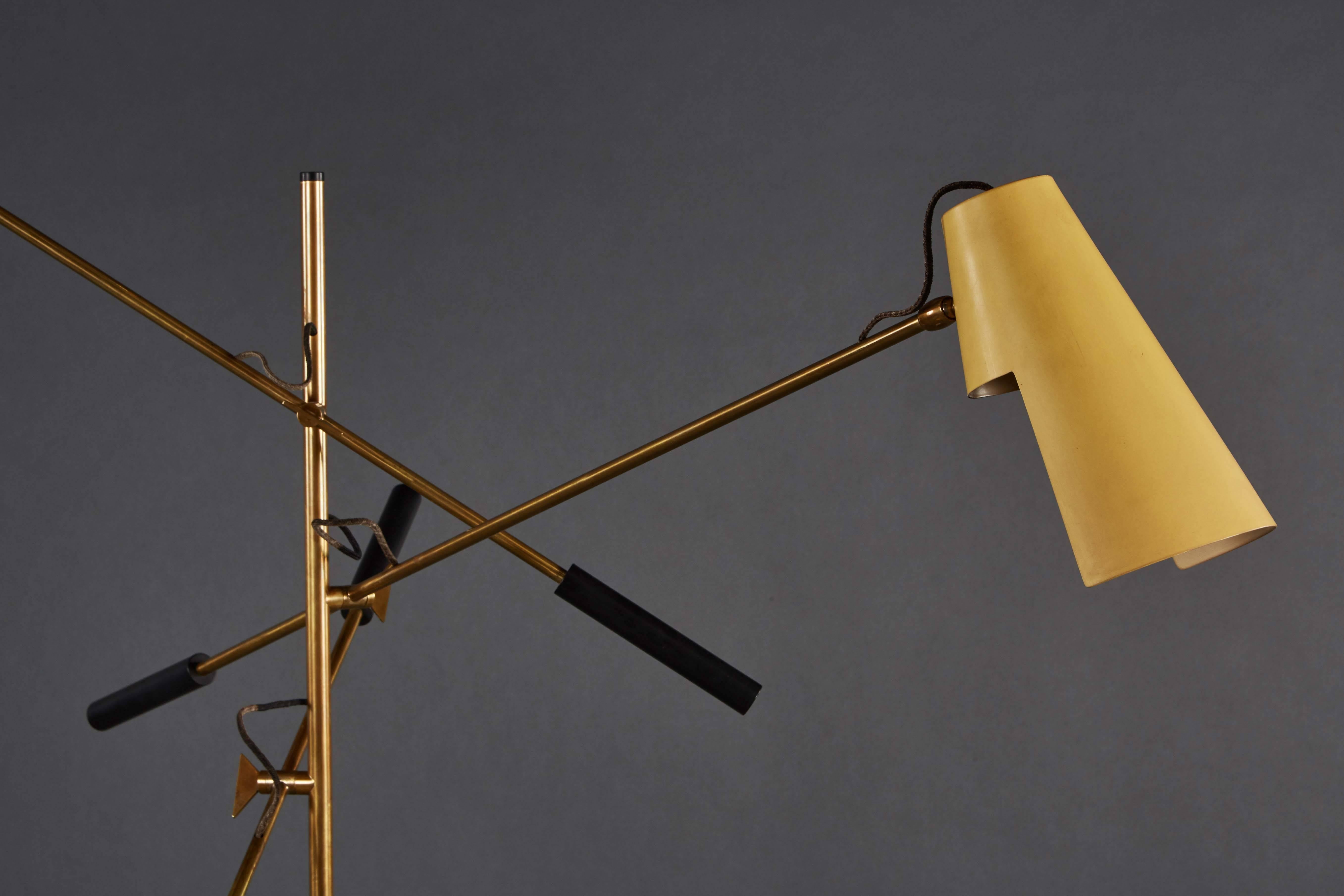 Painted Rare Stilnovo Three-Arm Adjustable Floor Lamp For Sale