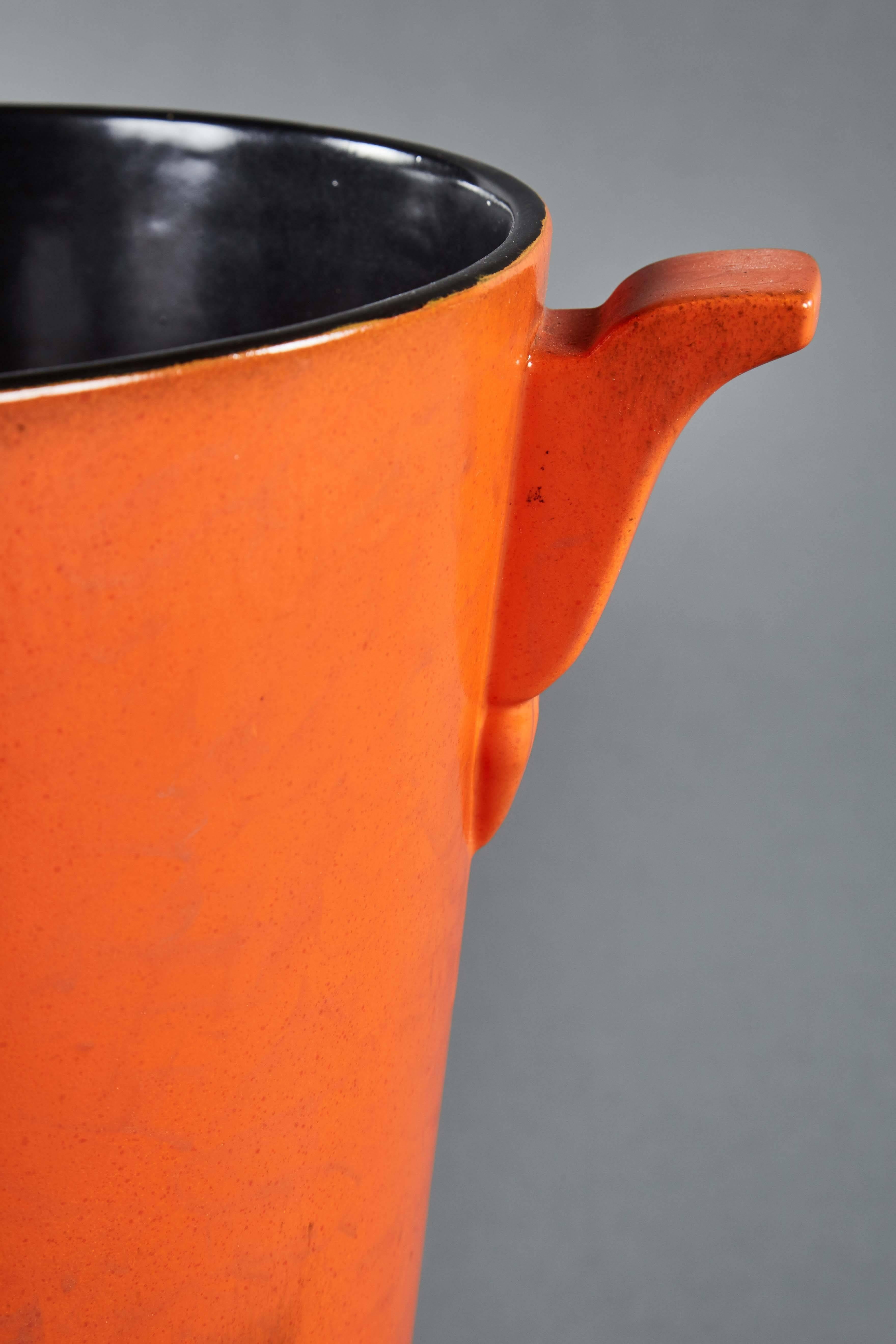 20th Century Large Mottled Italian Orange Glaze Ceramic Vase