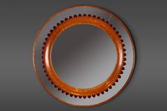 Exquisitely Carved Round Oak Mirror