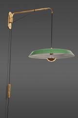 Telescoping Stilnovo Adjustable Wall Lamp with Green Perforated Metal Shade