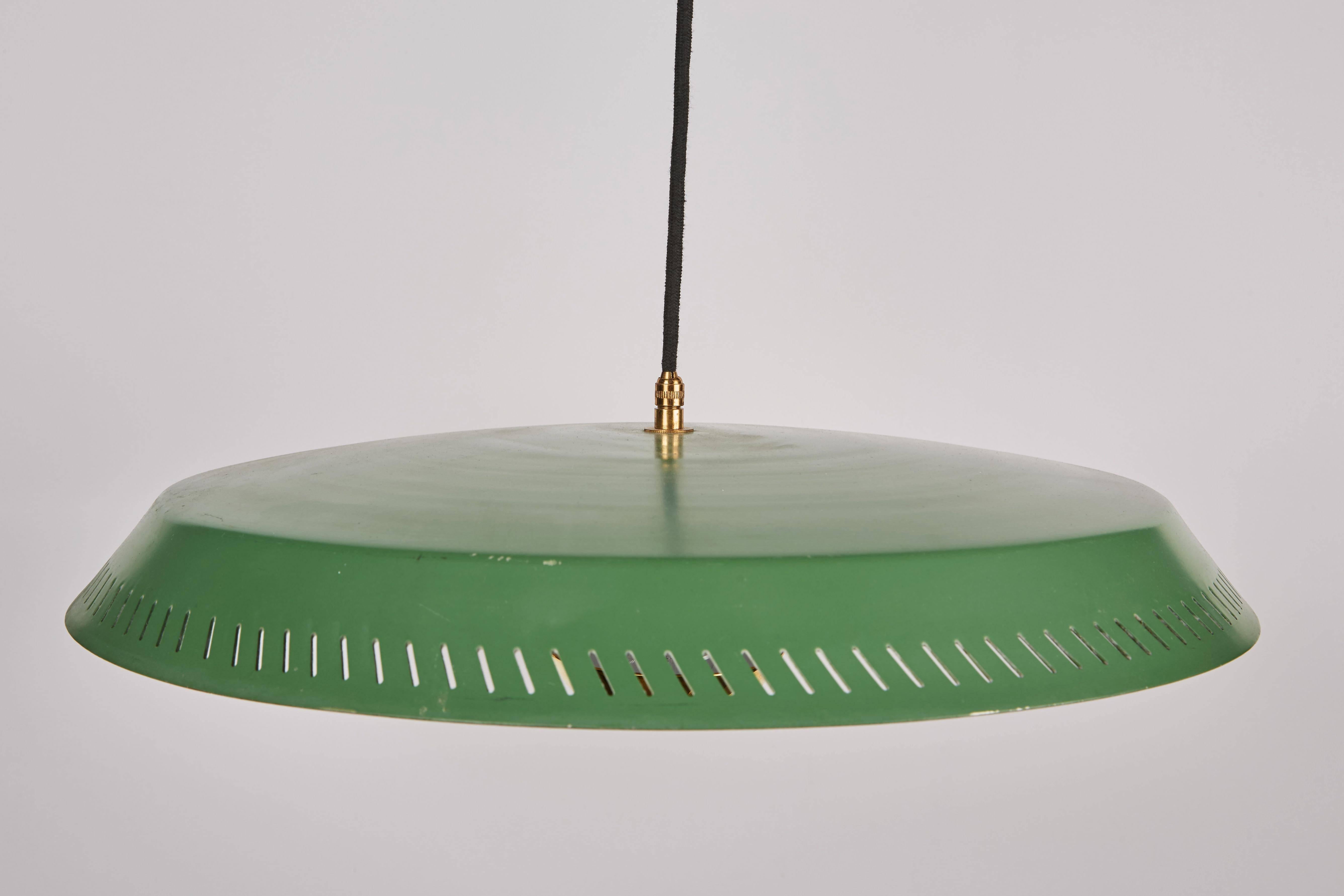 Telescoping Stilnovo Adjustable Wall Lamp with Green Perforated Metal Shade 3