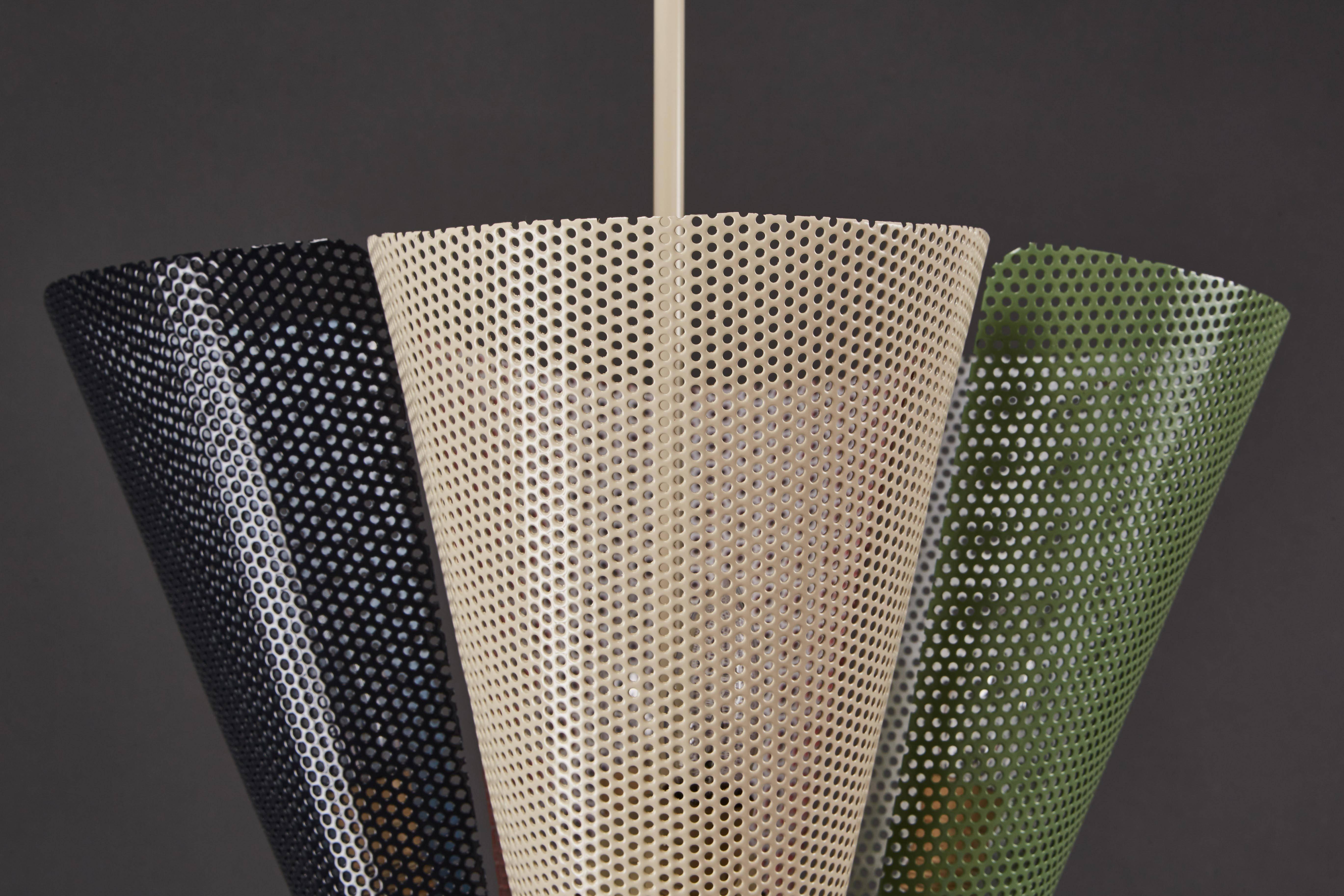 20th Century French Perforated Metal Ceiling Pendant Attributed to Mathieu Mategot