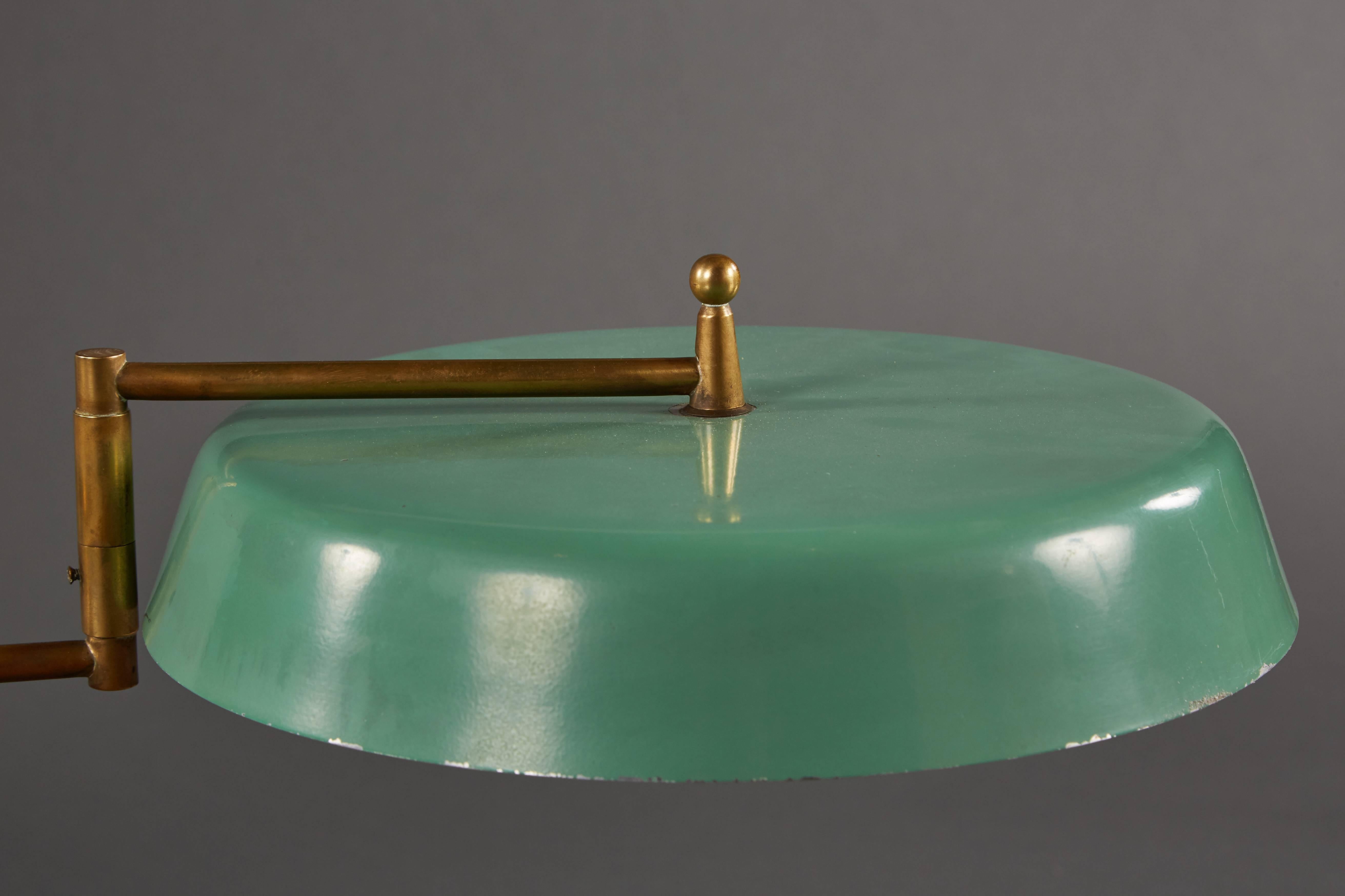 20th Century Articulating Italian Table Lamp with Green Enameled Shade