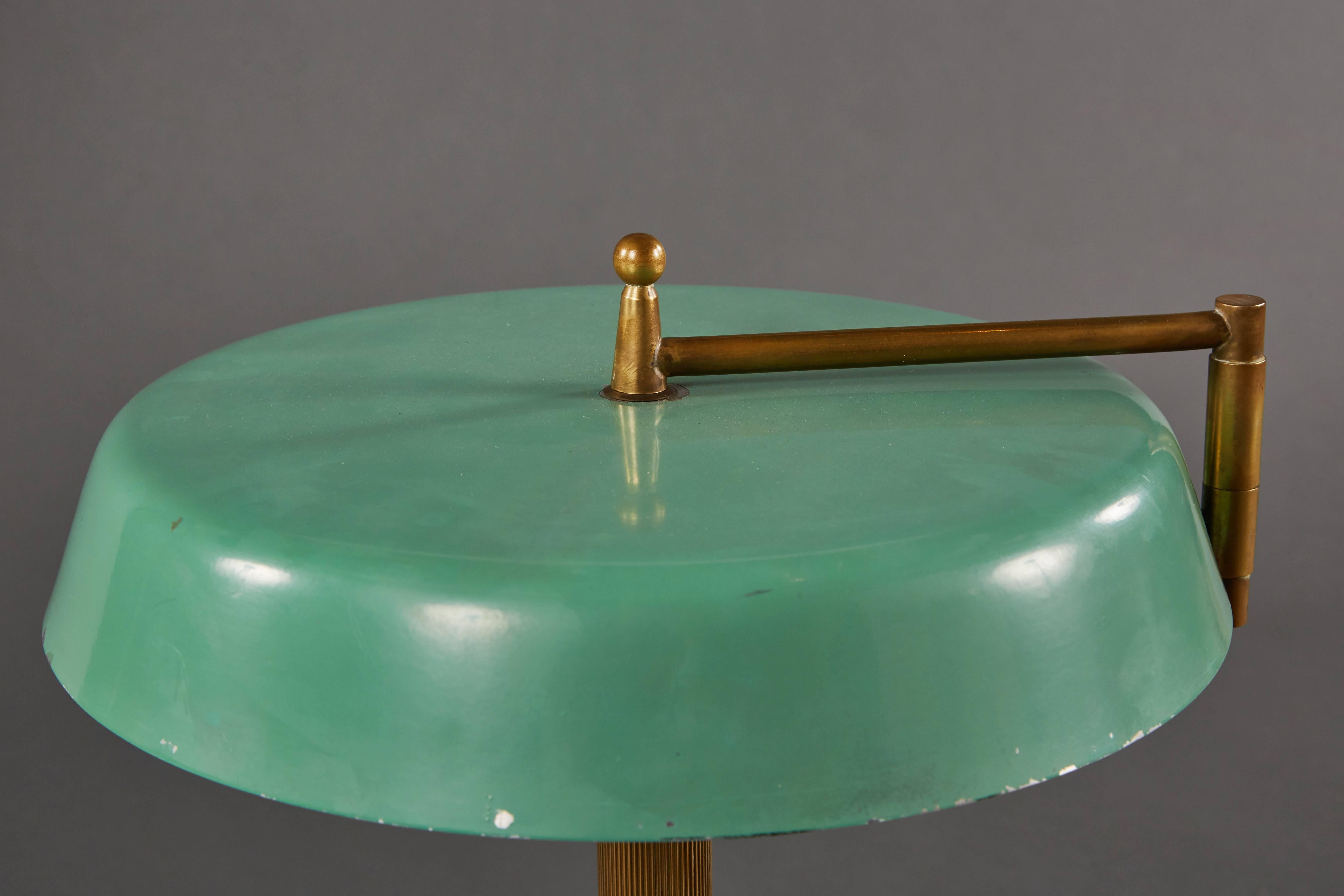 Articulating Italian Table Lamp with Green Enameled Shade 1