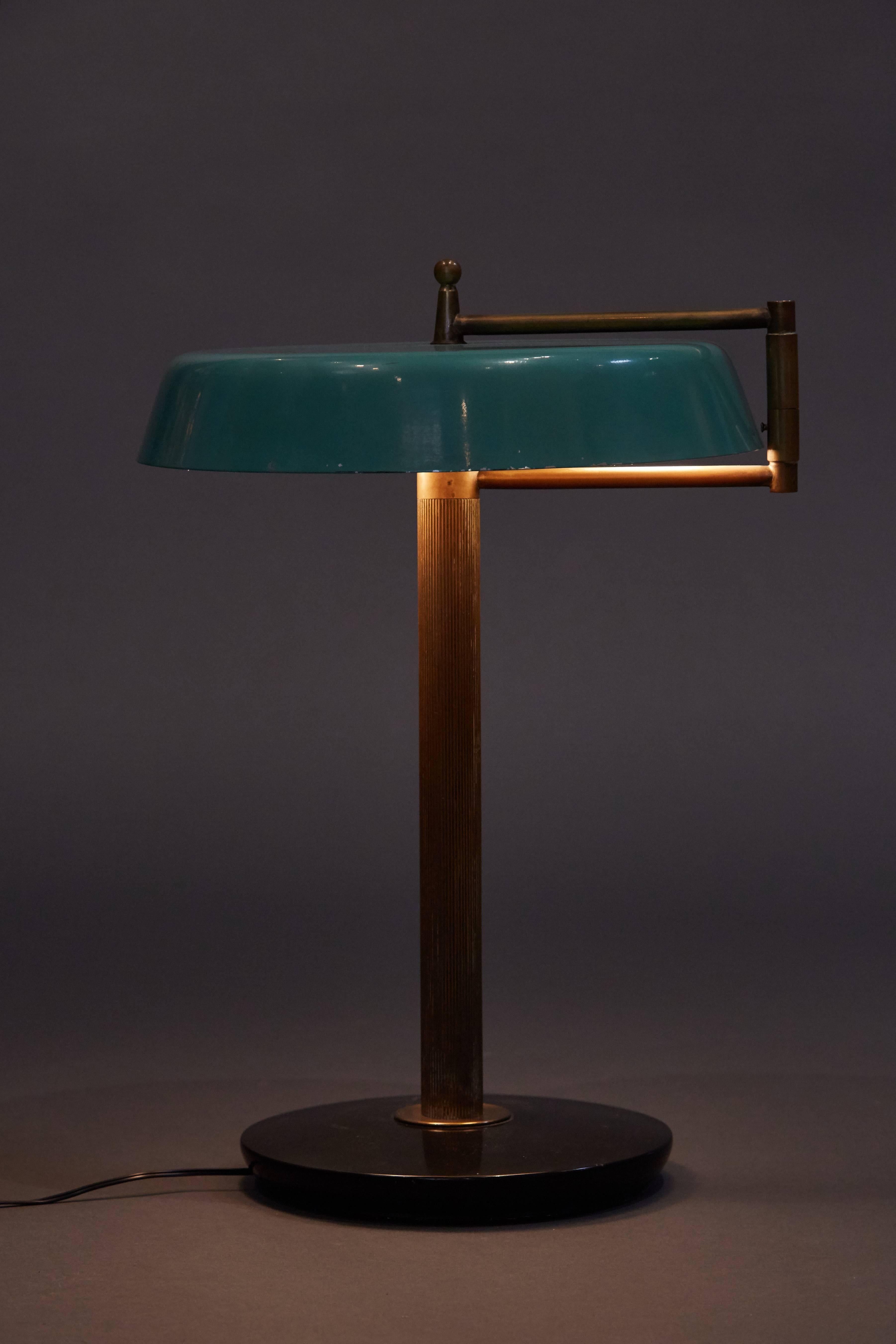 Articulating Italian Table Lamp with Green Enameled Shade 2