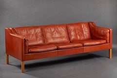 Børge Mogensen Leather Three-Seat Sofa