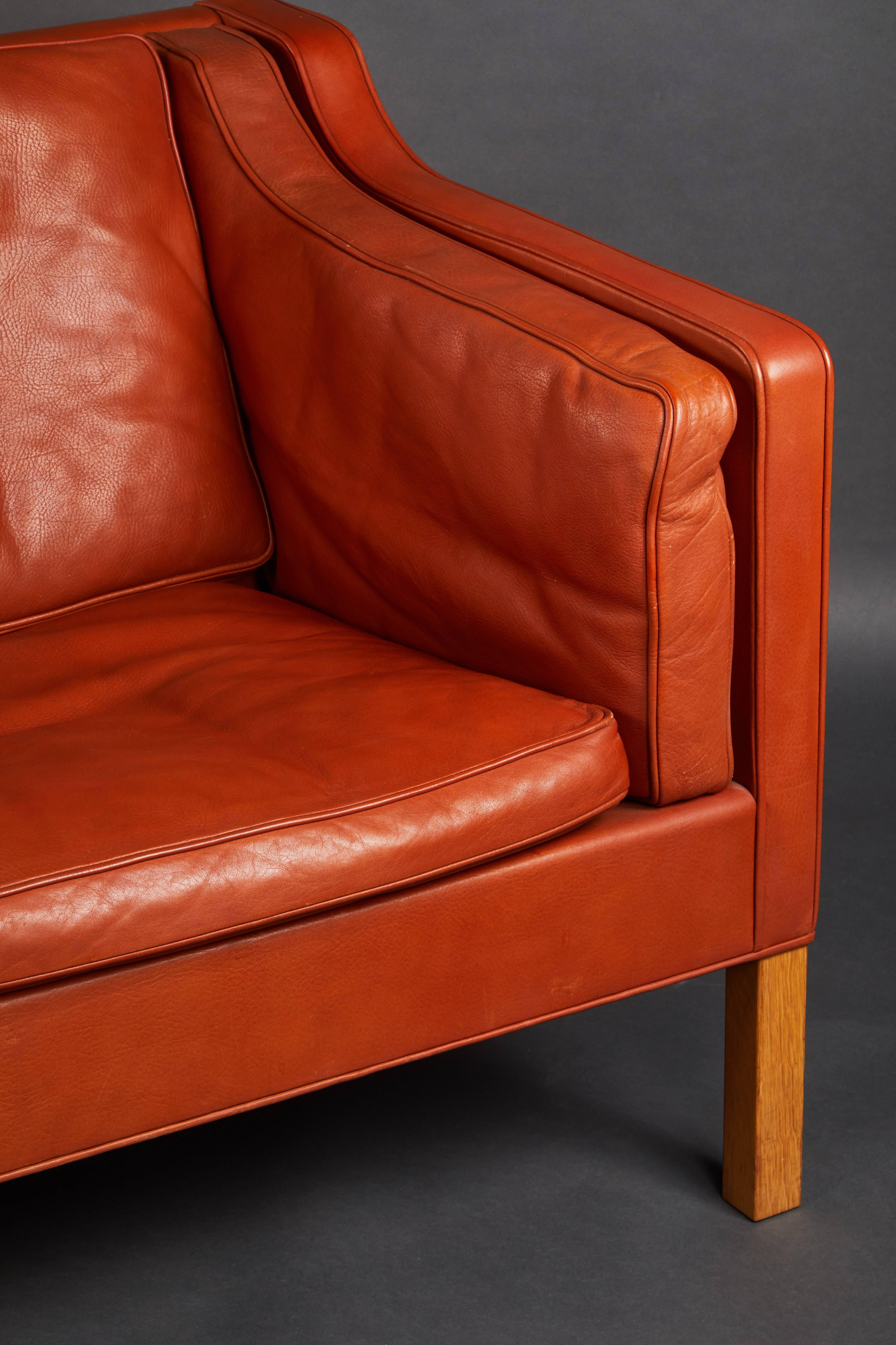 Danish Børge Mogensen Leather Three-Seat Sofa