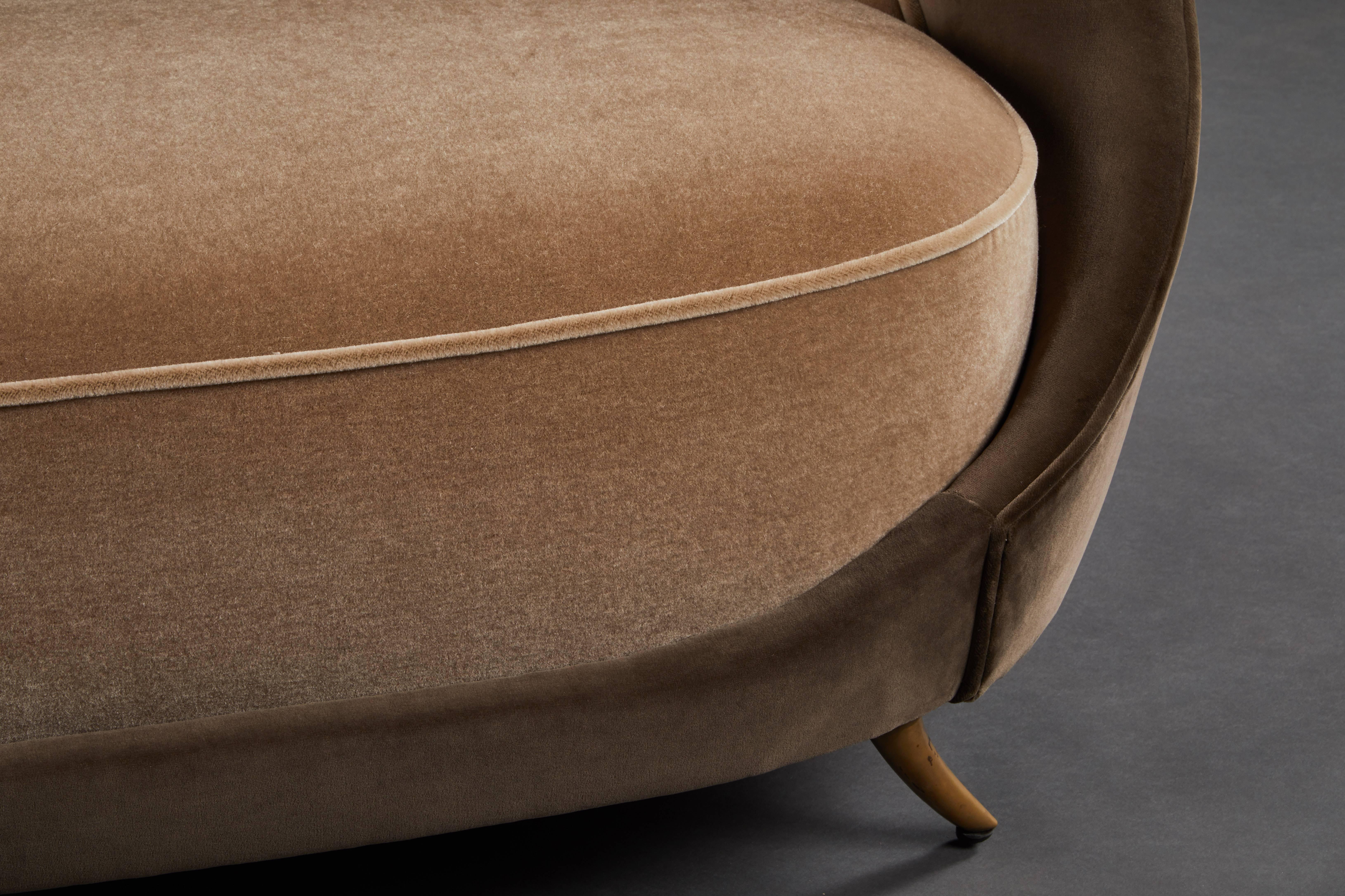 Brass Two-Tone Settee by Silvio Cavatorta for Production ISA
