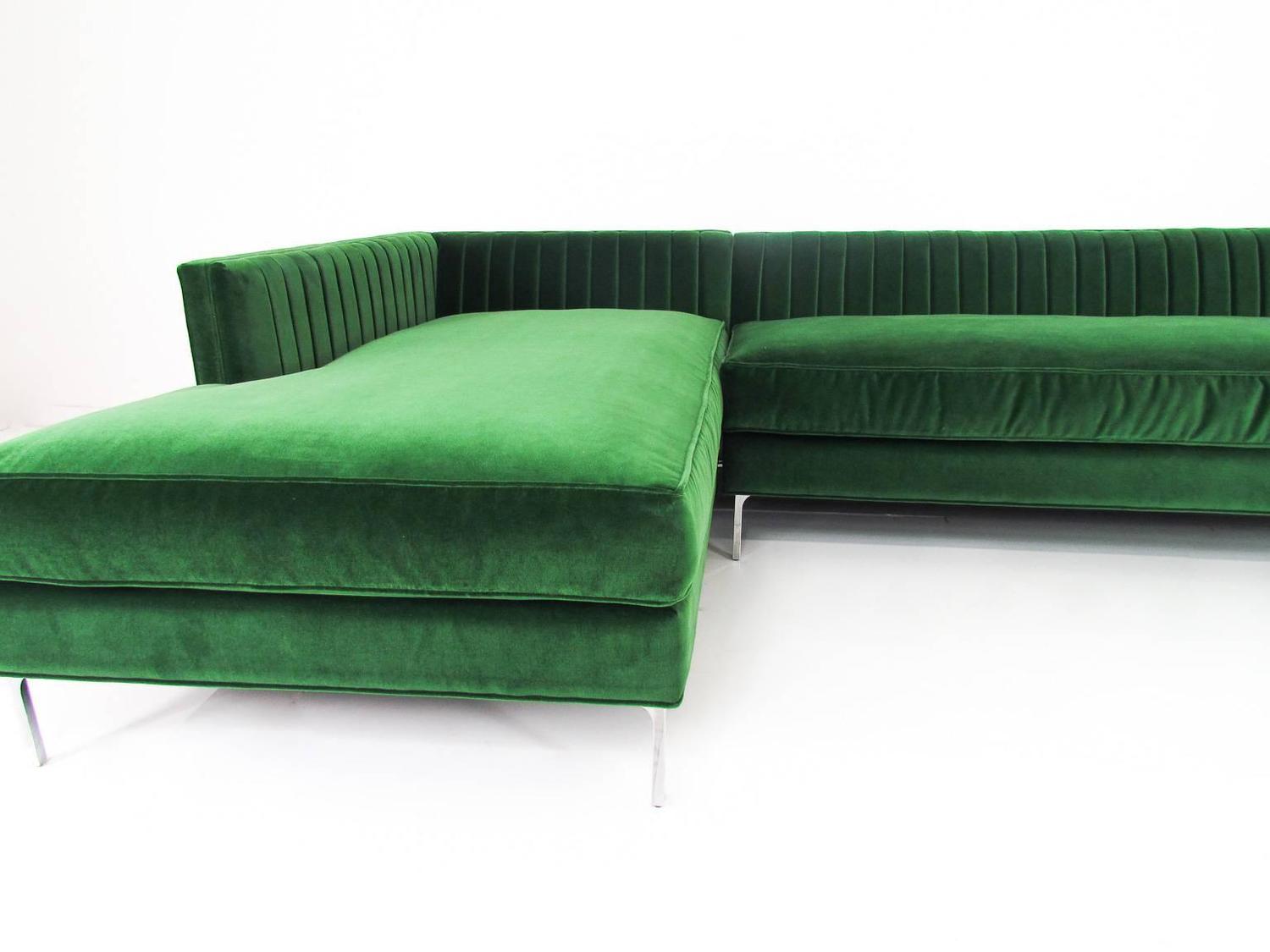 Emerald Velvet Sectional For Sale at 1stdibs