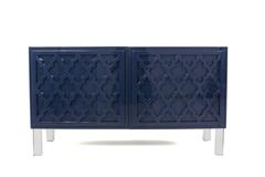 Mid-Century Style 2-Door Tangier Credenza in Glossy Navy Lacquer w/ Lucite Legs