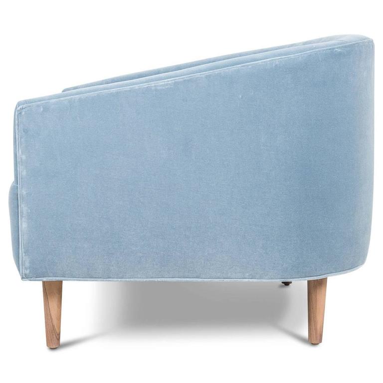 Art Deco Style St Bart S Accent Chair Tufted In Light Blue Velvet