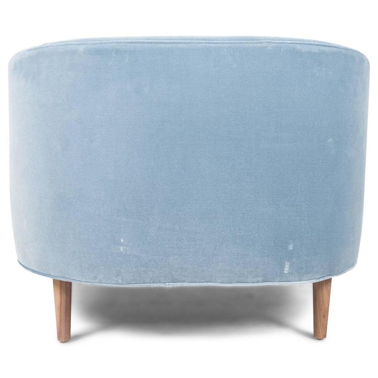 Art Deco Style St Bart's Accent Chair Tufted in Light Blue Velvet w