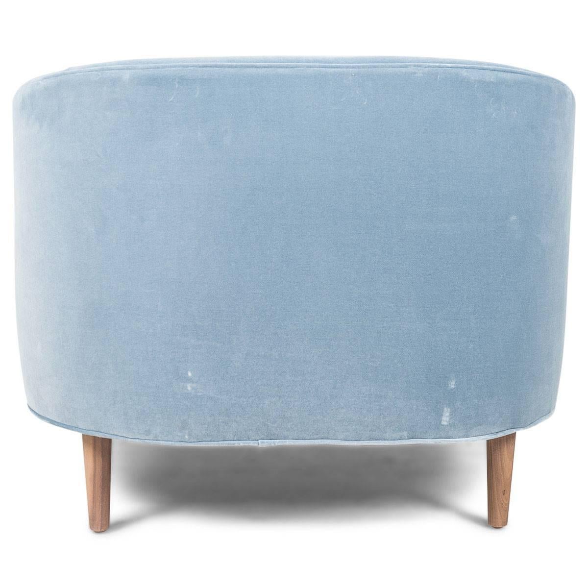 light blue velvet chair