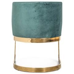 Art Deco Style Ibiza Dining Chair in Hunter Green Velvet w/ Curved Brass Frame
