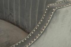 Circle Sectional with Chrome Nail Heads & Lucite Legs in Charcoal Grey Velvet