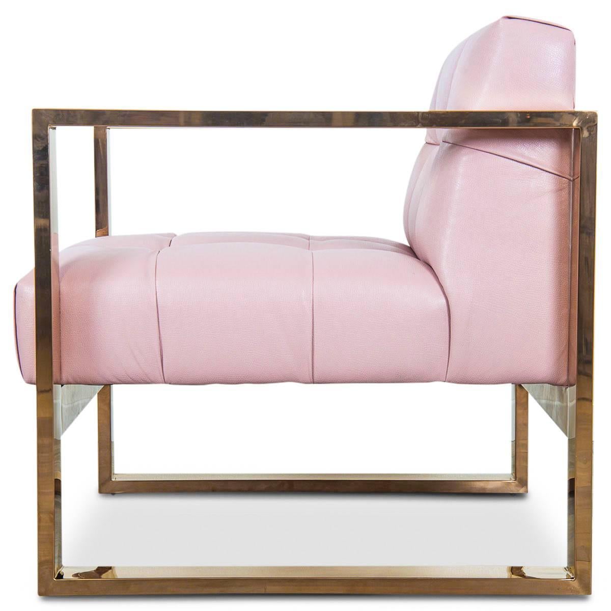 pink leather chair