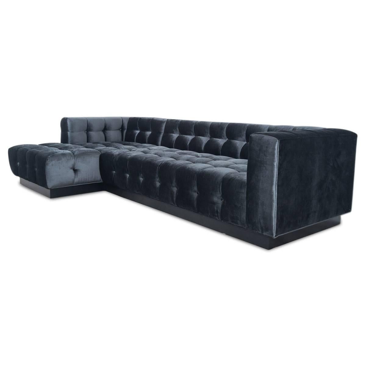 Perfect for wide-open living rooms, this Sectional is great for any modern decor. Trend black velvet texture and tufting gives the piece an elegant look that ensures comfort while the 4