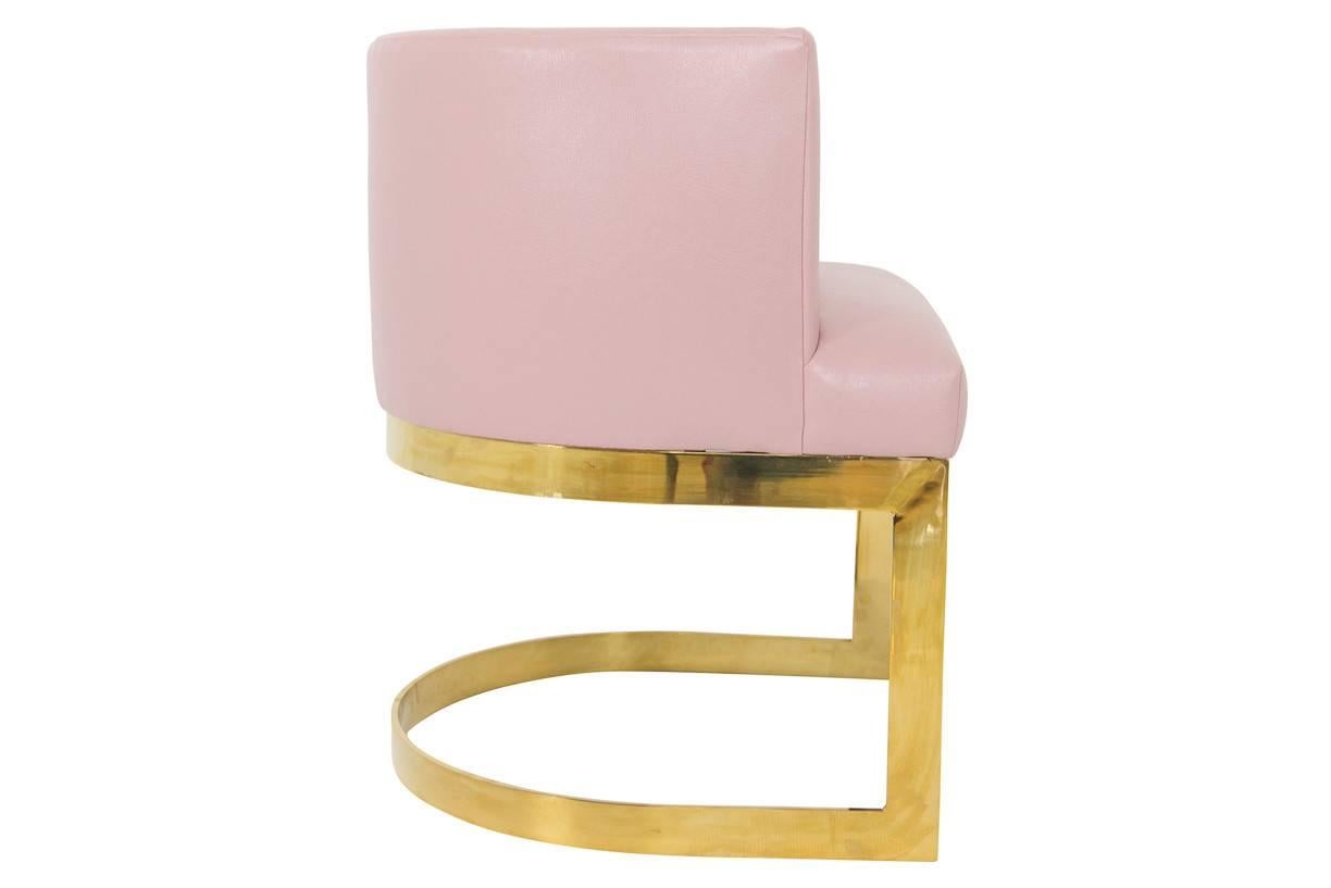 pink leather dining chairs