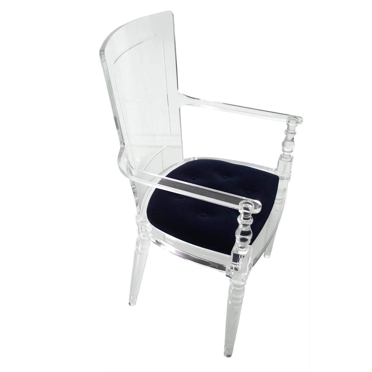 navy blue upholstered dining chair