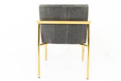 Modern Style Argentina Dining Chair in Grey w/ Pitched Back & Brass Frame