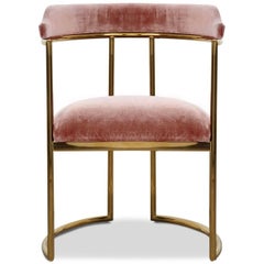 Modern Style Acapulco Dining Chair Brass Frame Mauve Velvet Upholstery