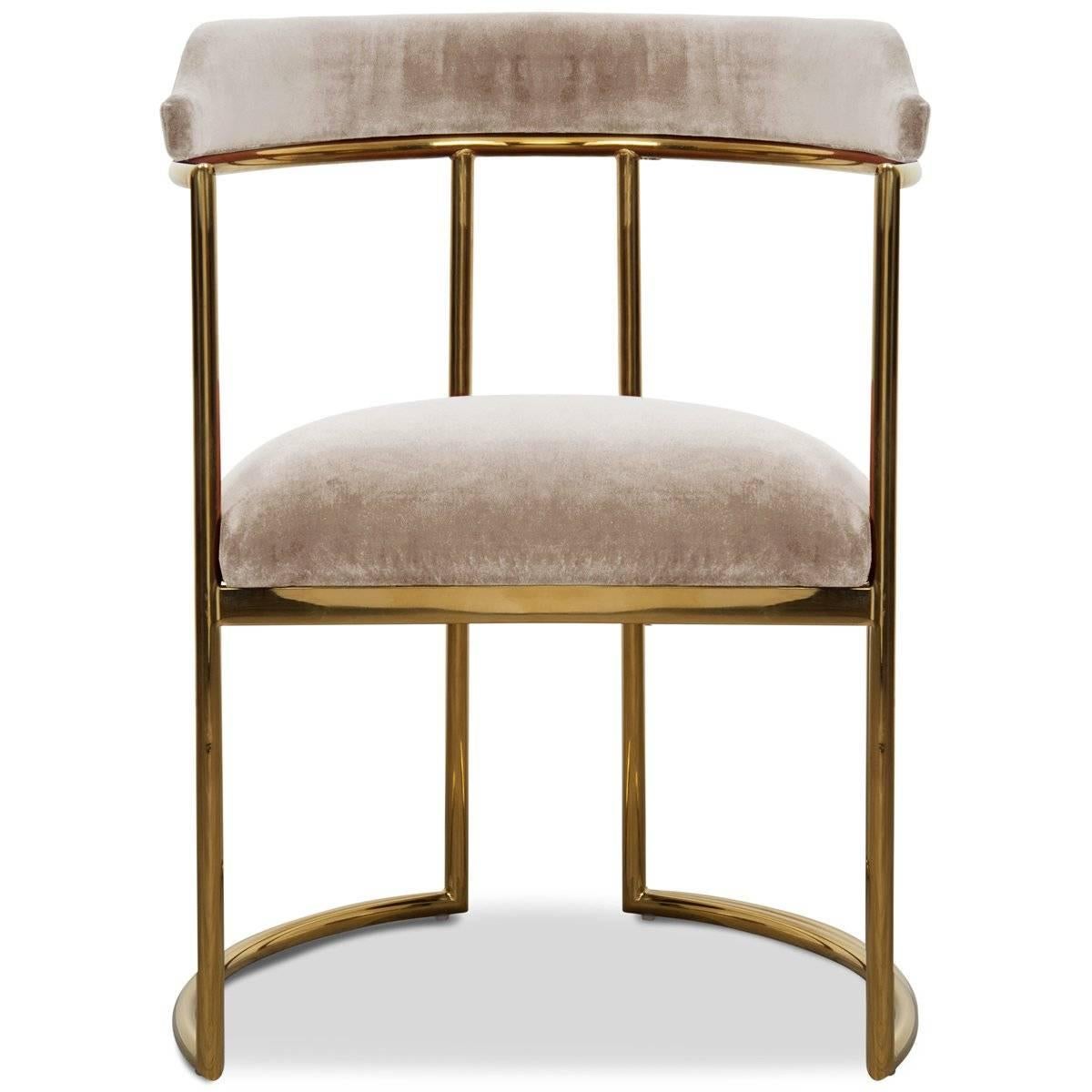 Meet the Acapulco 2 dining chair, the newest version of the popular Acapulco Dining Chair. As the perfect accent for your modern dining room, the Acapulco 2 is upholstered in your choice of colored velvet with beautifully curved brass legs and a