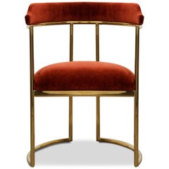 Modern Style Acapulco Dining Chair Brass Frame Paprika Velvet Upholstery