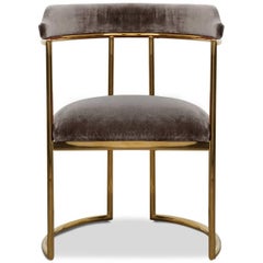 Modern Style Acapulco Dining Chair Brass Frame Dark Grey Velvet Upholstery