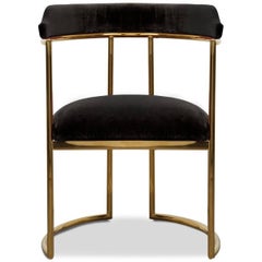 Modern Style Acapulco Dining Chair Brass Frame Black Velvet Upholstery