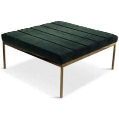 Modern Style  Ottoman with Velvet Upholstery and Brass Frame and Legs