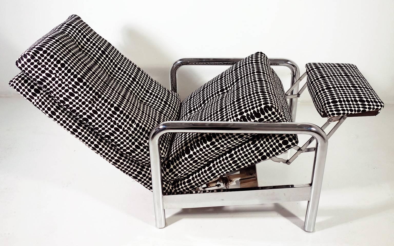 Chrome Milo Baughman Reclining Lounge Chair