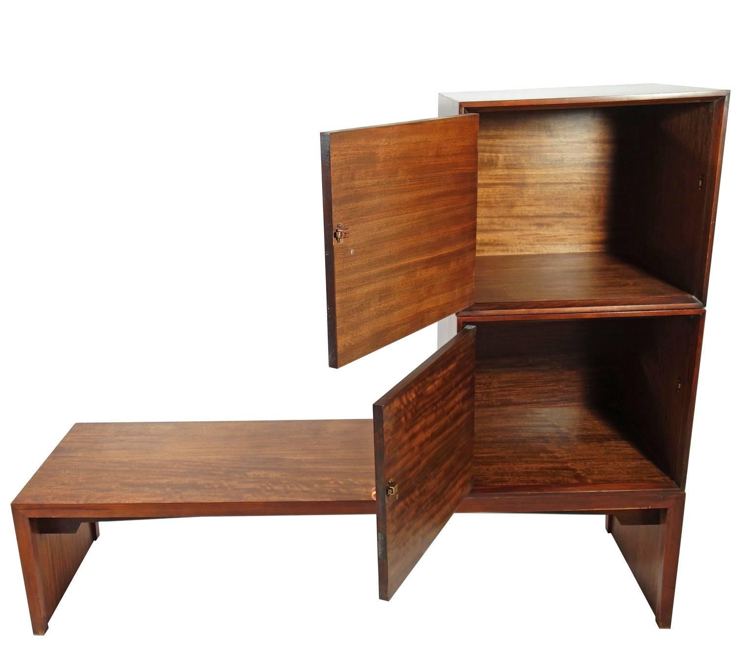 Mid-Century Modern Bench and Two Storage Cubes by Milo Baughman Perspective Line for Drexel
