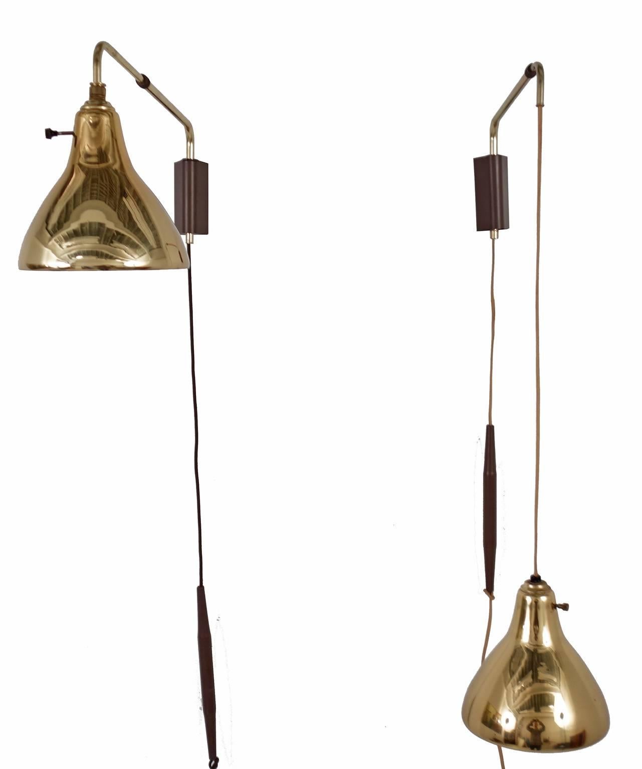 Mid-Century Modern Gerald Thurston Wall Lamps Adjustable Swing Arm