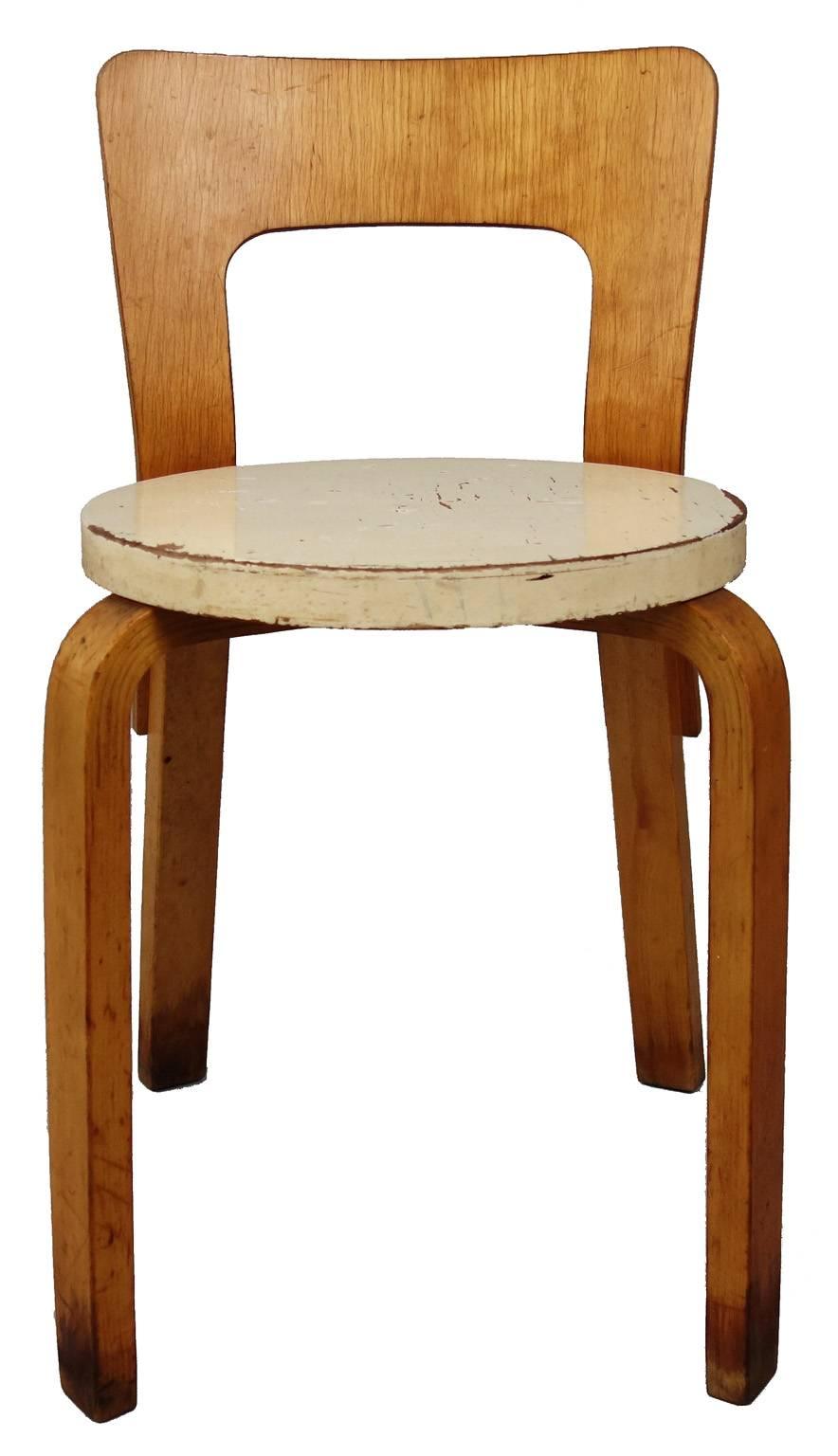 Designed by Alvar Aalto, produced in Sweden by Artek and retailed in the United States by Finsven in New York. Amazing patina and shows beautifully.