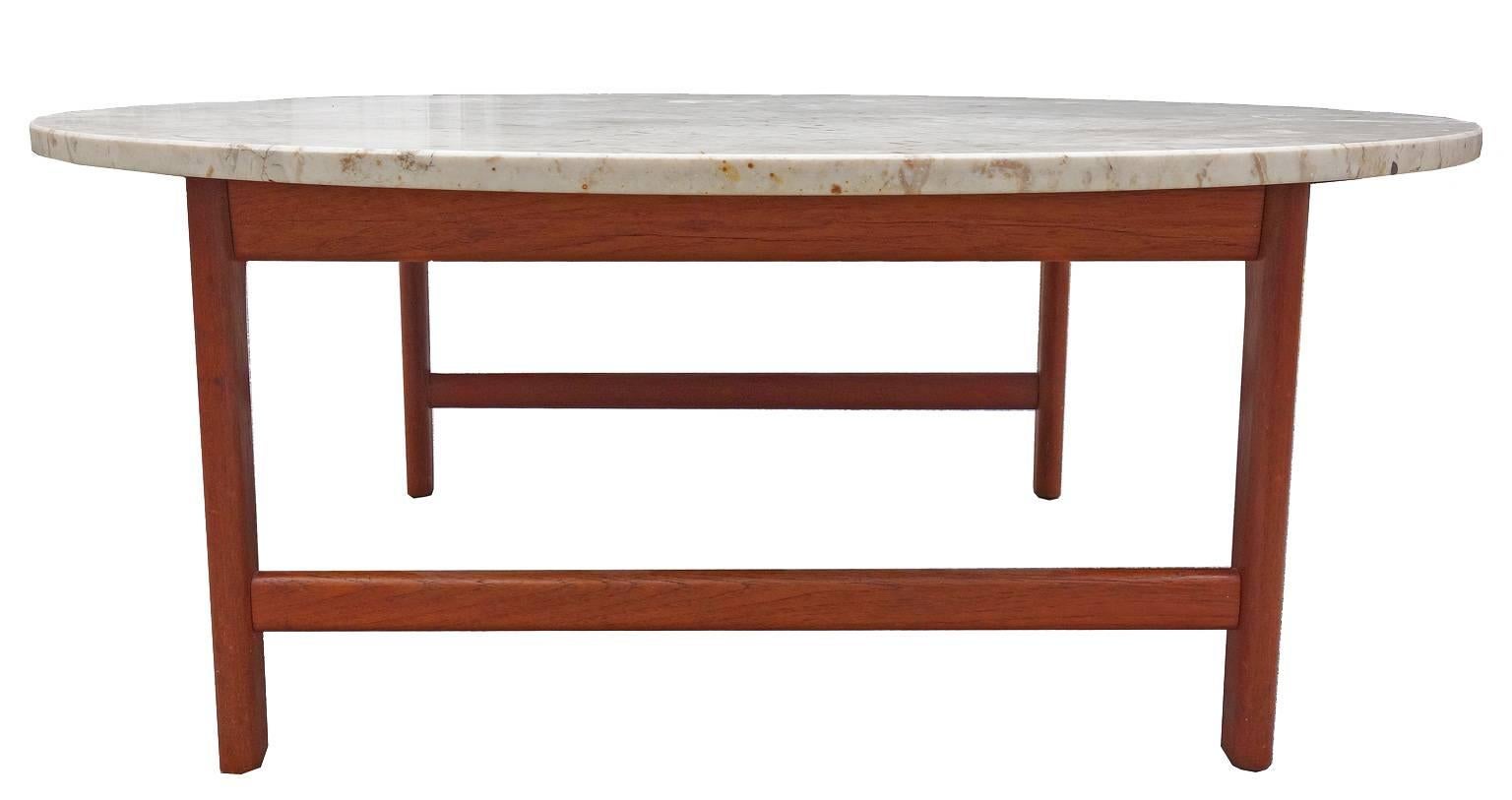 Mid-Century Modern DUX Coffee Table with Travertine Top