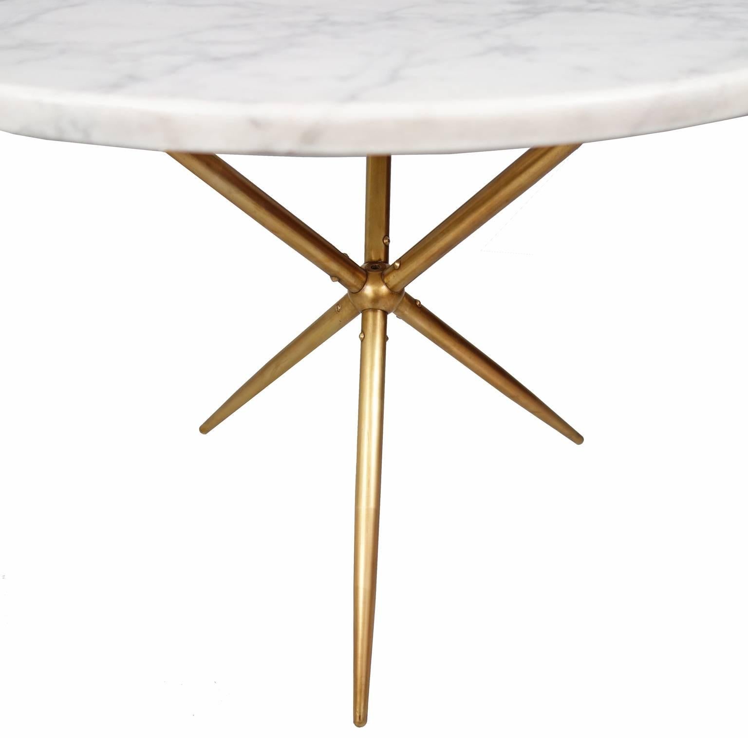 Italian Marble Side Table on a Brass Tripod Base
