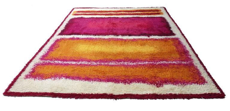 Mid-Century Mark Rothko Inspired Shag Rya Rug at 1stDibs
