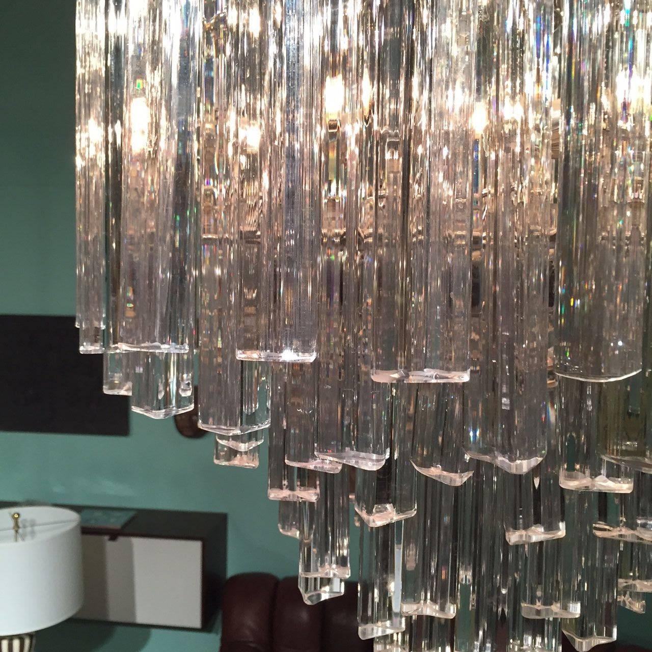 Italian Hand-Cut Crystal Chandelier by Camer Glass In Excellent Condition In BROOKLYN, NY