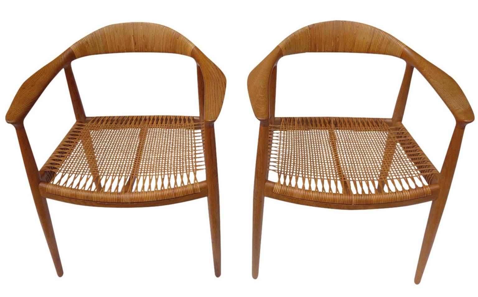 Danish  Hans J. Wegner Round Chairs in Oak