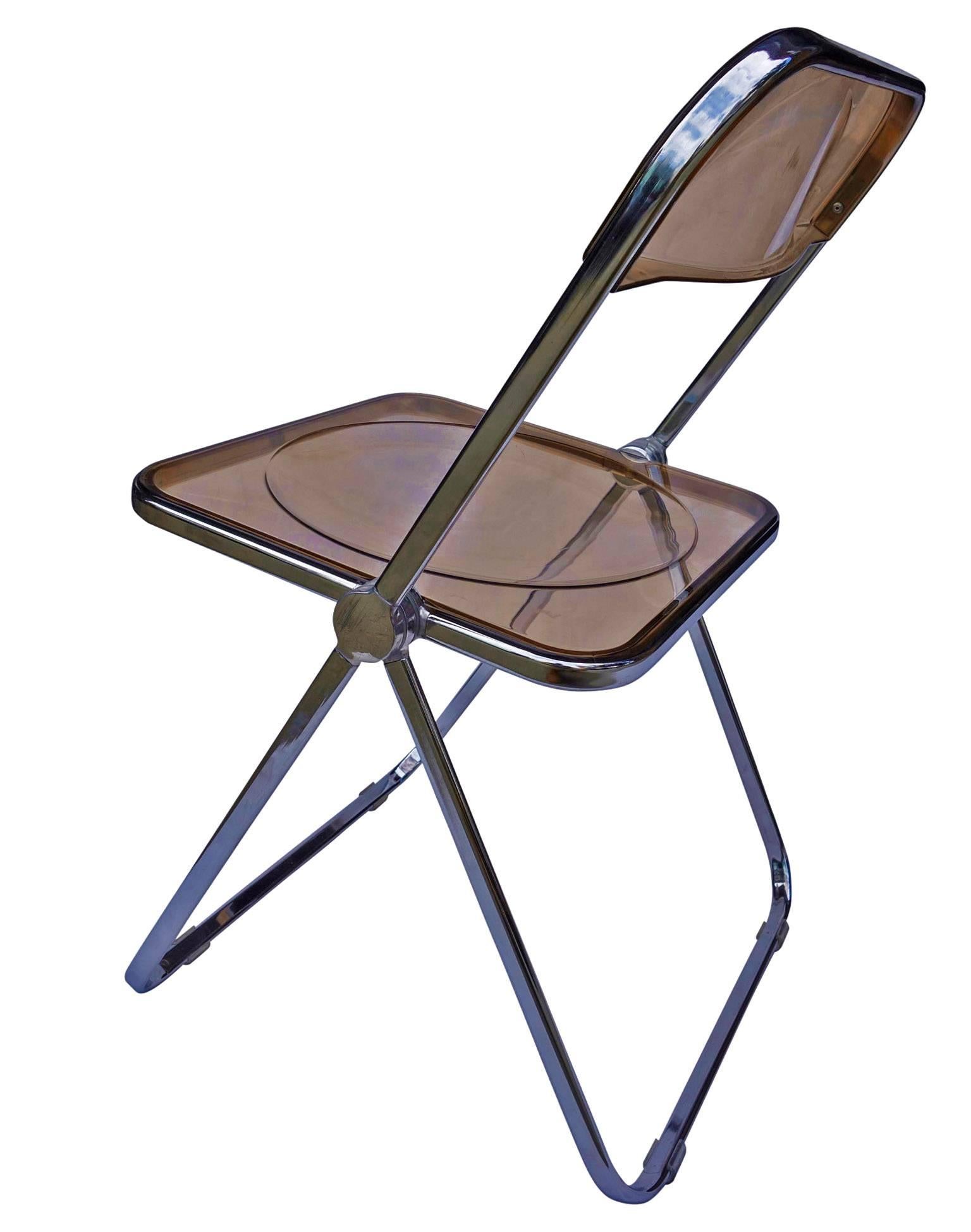 Four Plia Folding Chairs by Giancarlo Piretti for Castelli In Good Condition In BROOKLYN, NY