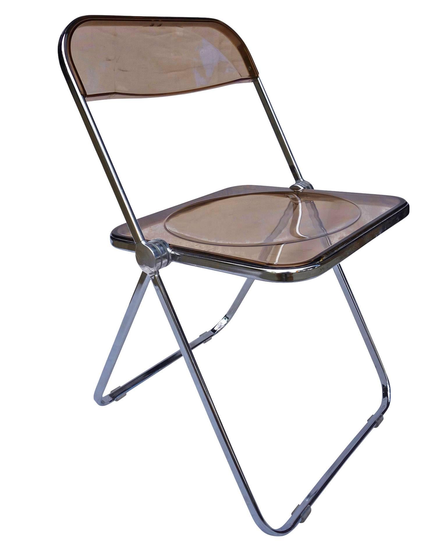 Lucite Four Plia Folding Chairs by Giancarlo Piretti for Castelli