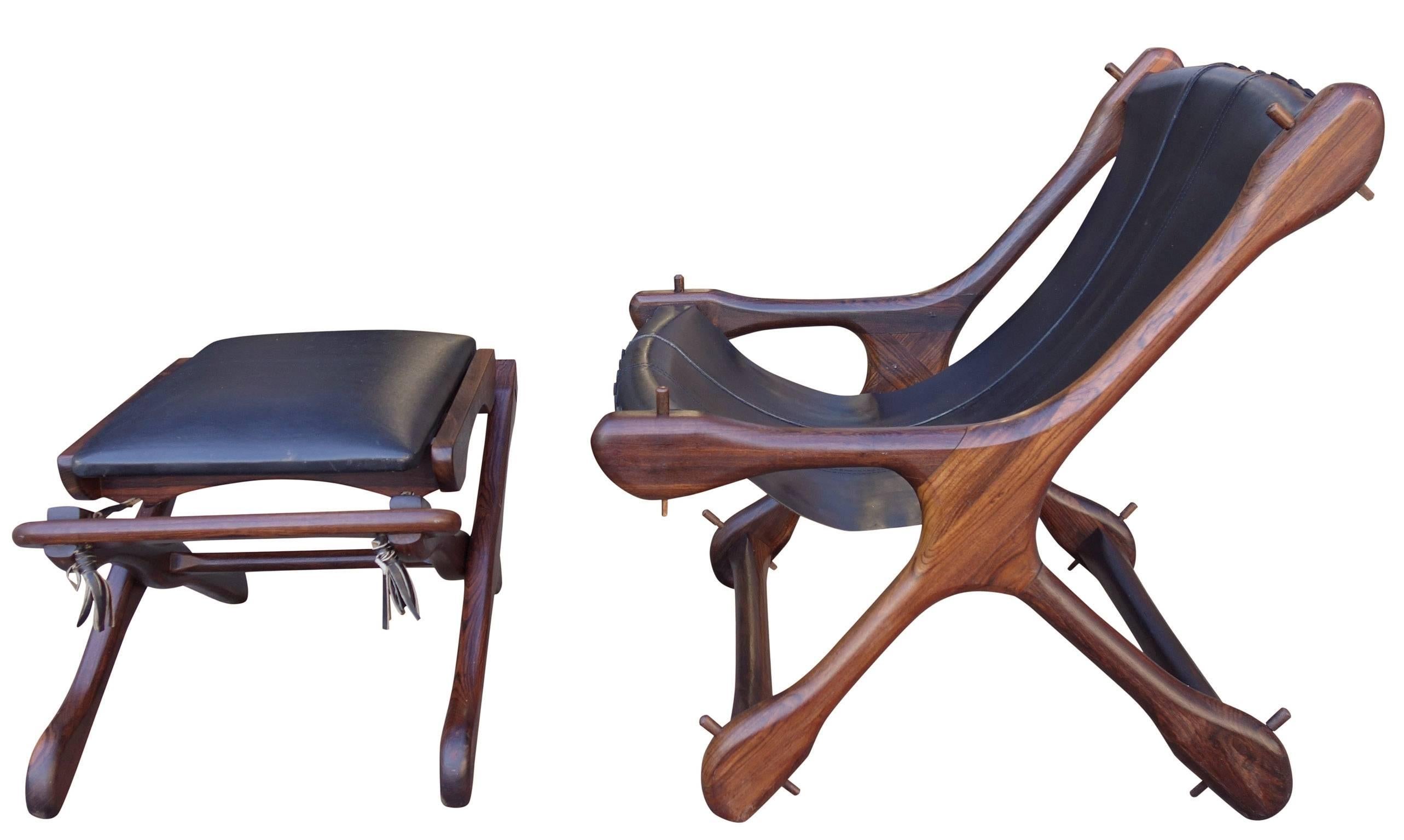 leather sling chair with ottoman