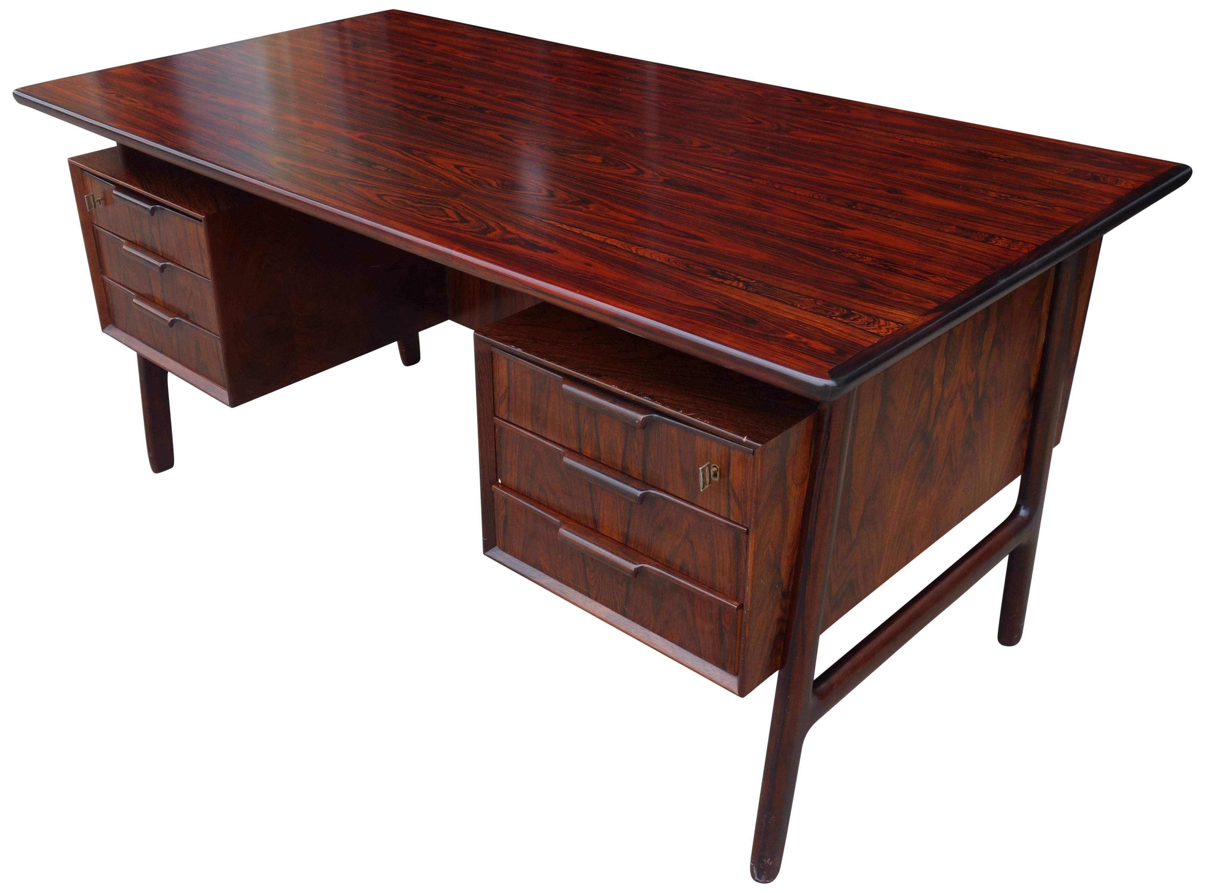 Wood Mid-Century Rosewood Desk by Gunni Omann for Omann Jun