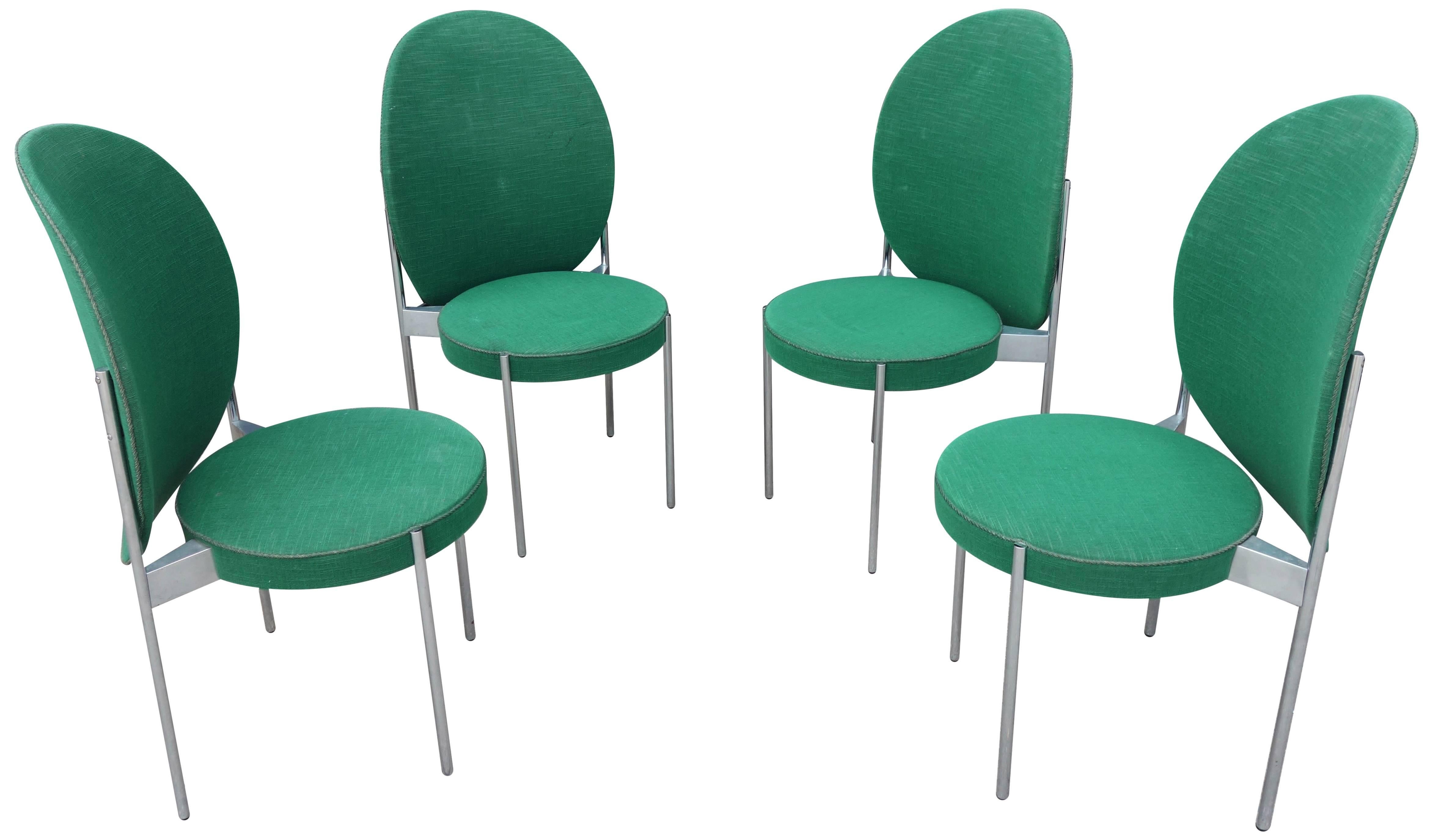 Danish Mid-Century Dining Chairs by Verner Panton for Reupholstering Set of 4 For Sale