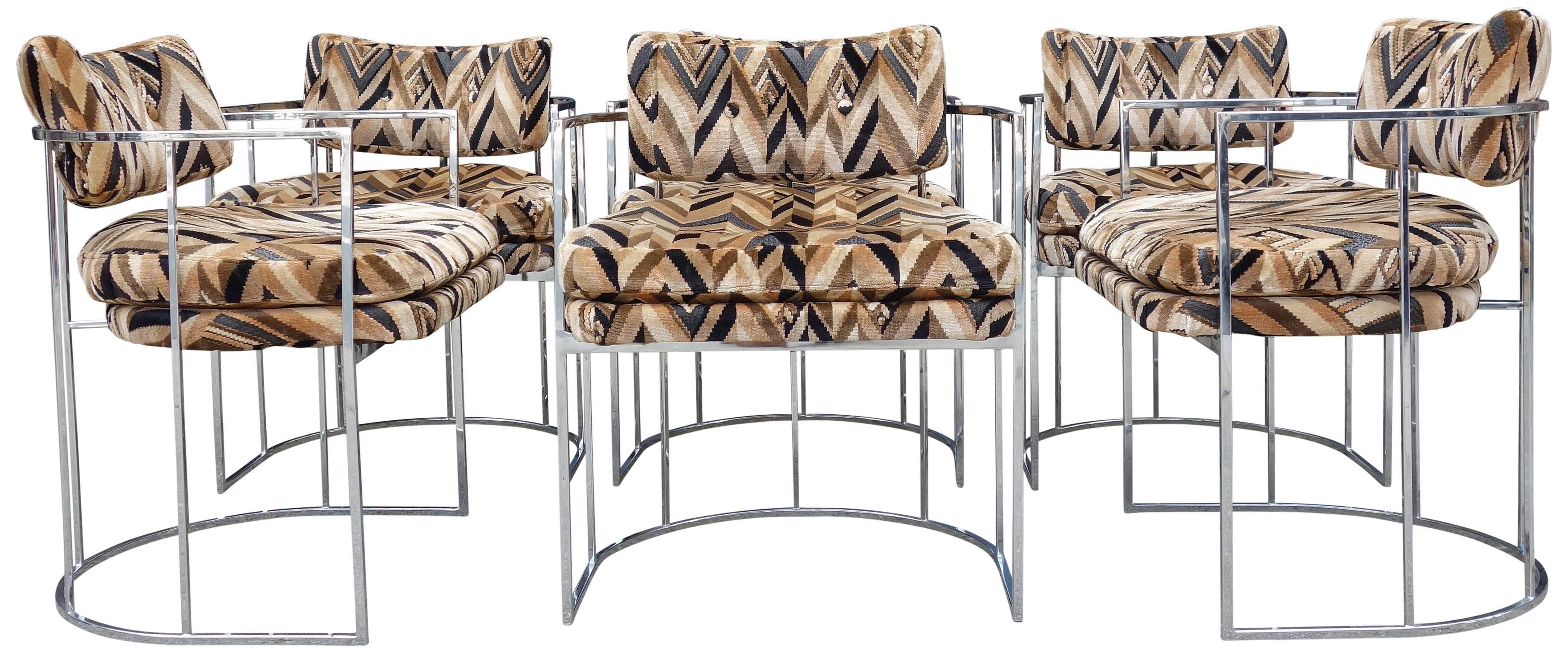 Mid-Century Modern Up to 10 Mid-Century Chrome Milo Baughman Dining Chairs