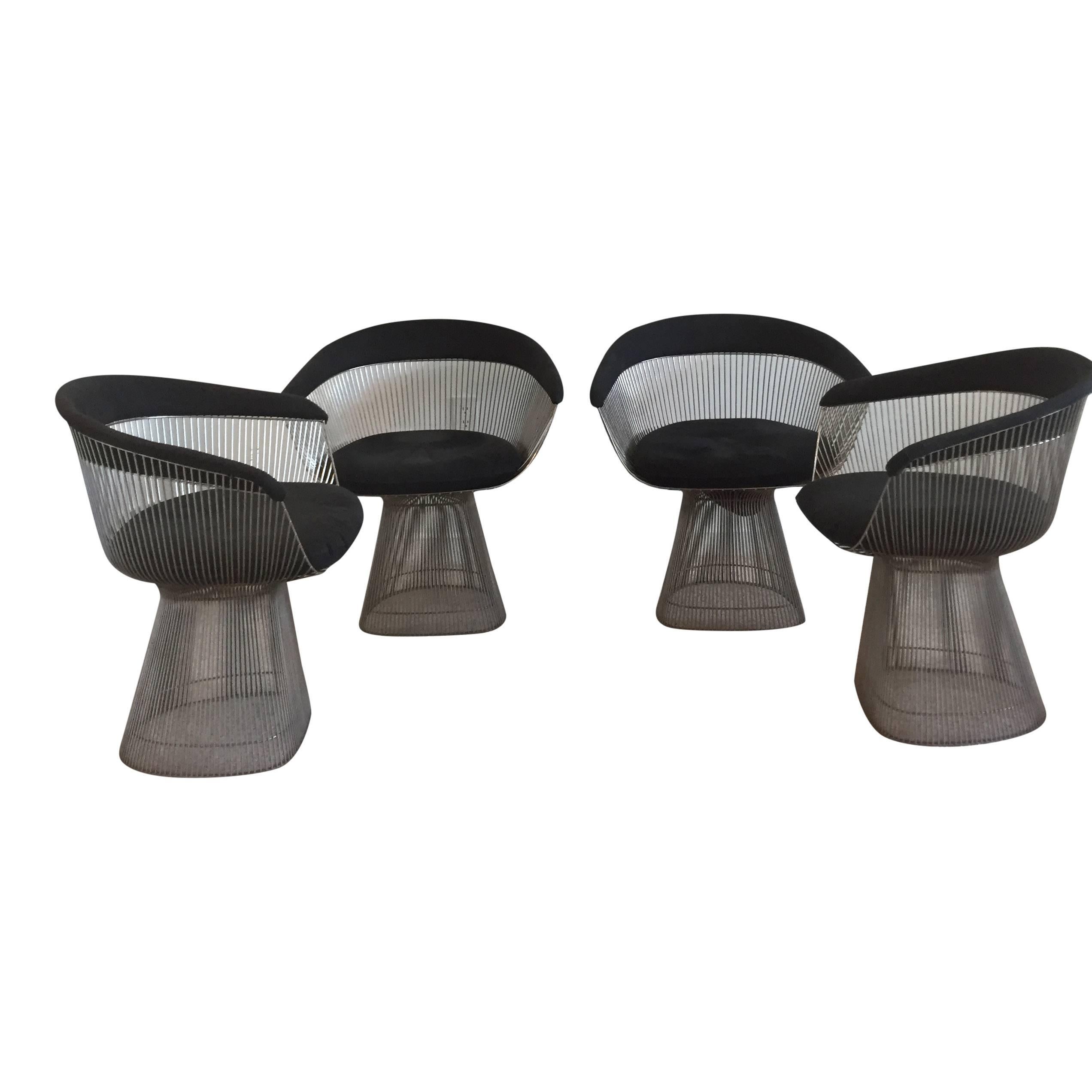 Nickel Warren Platner for Knoll Dining Chairs, Set of Four