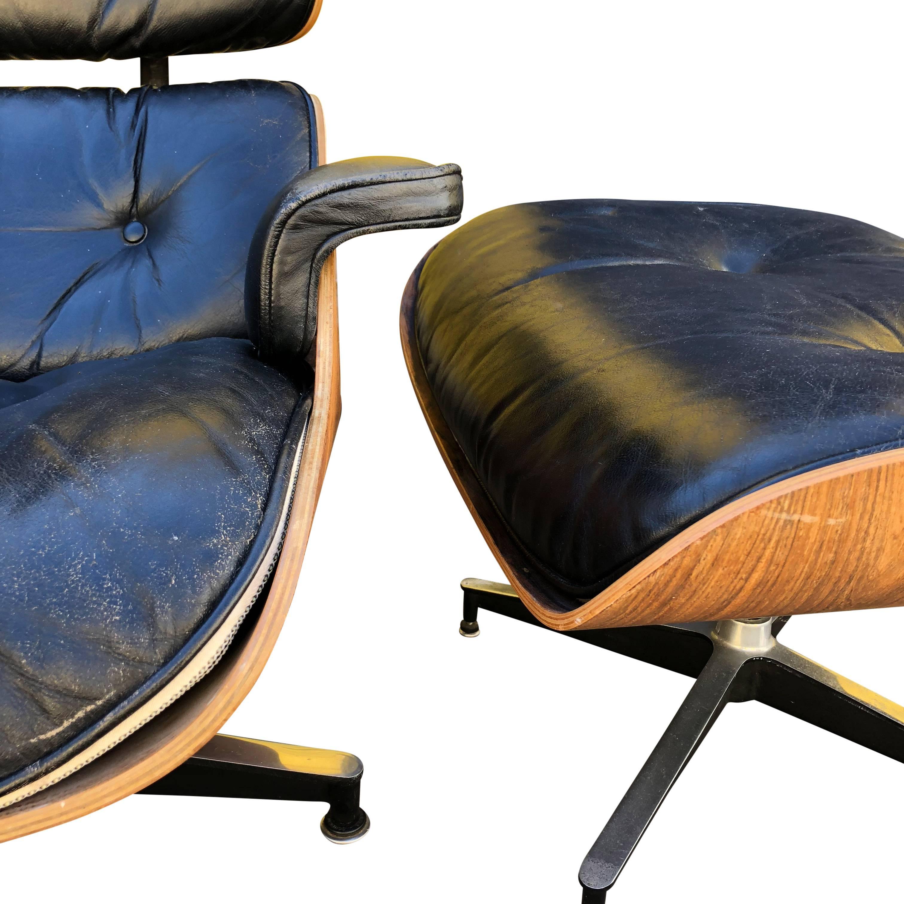 Eames for Herman Miller Lounge Chairs in Brazilian Rosewood In Good Condition In BROOKLYN, NY