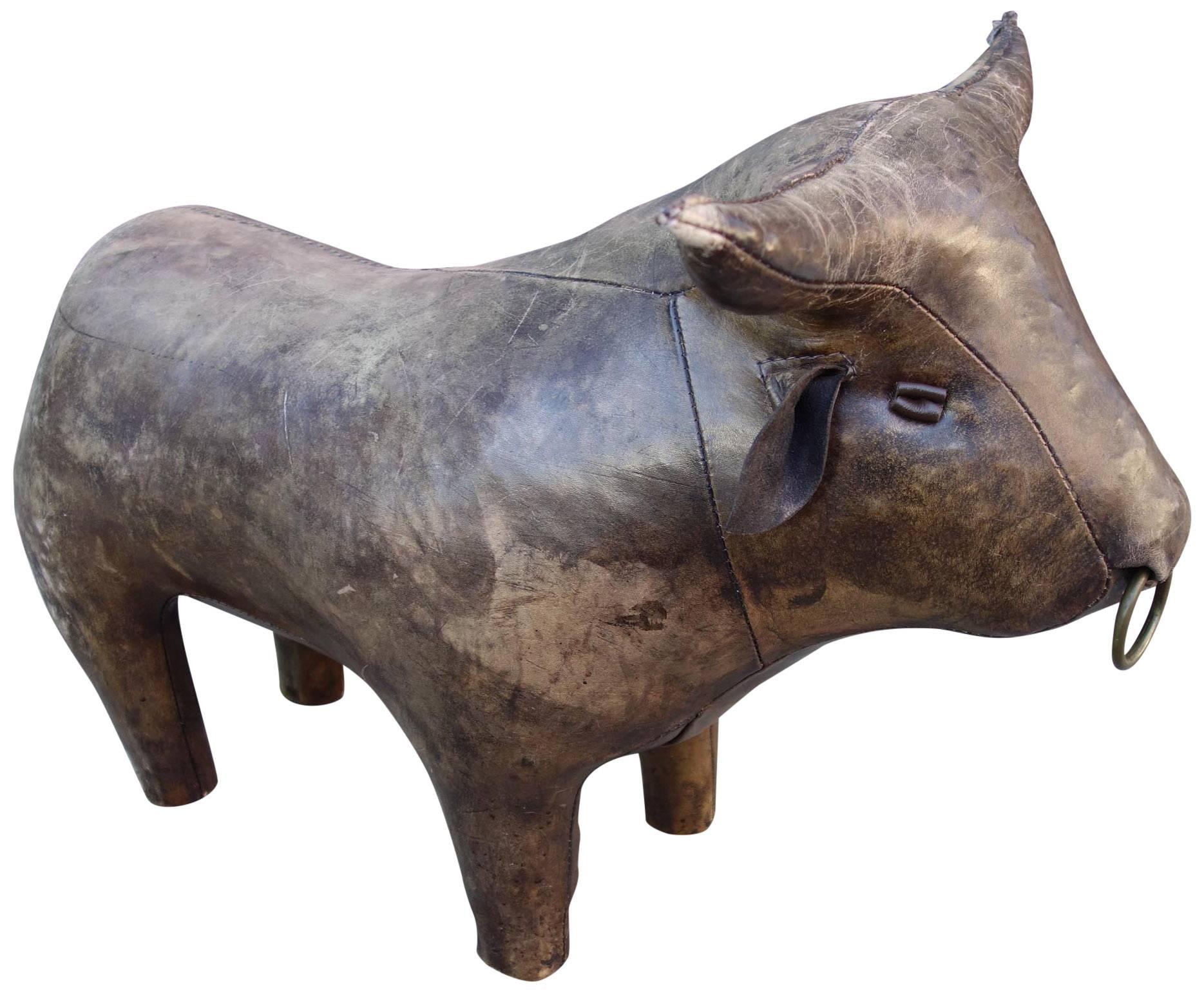 Mid-Century Modern Adorable Midcentury Leather Bull Dimitri Omersa for Abercrombie & Fitch