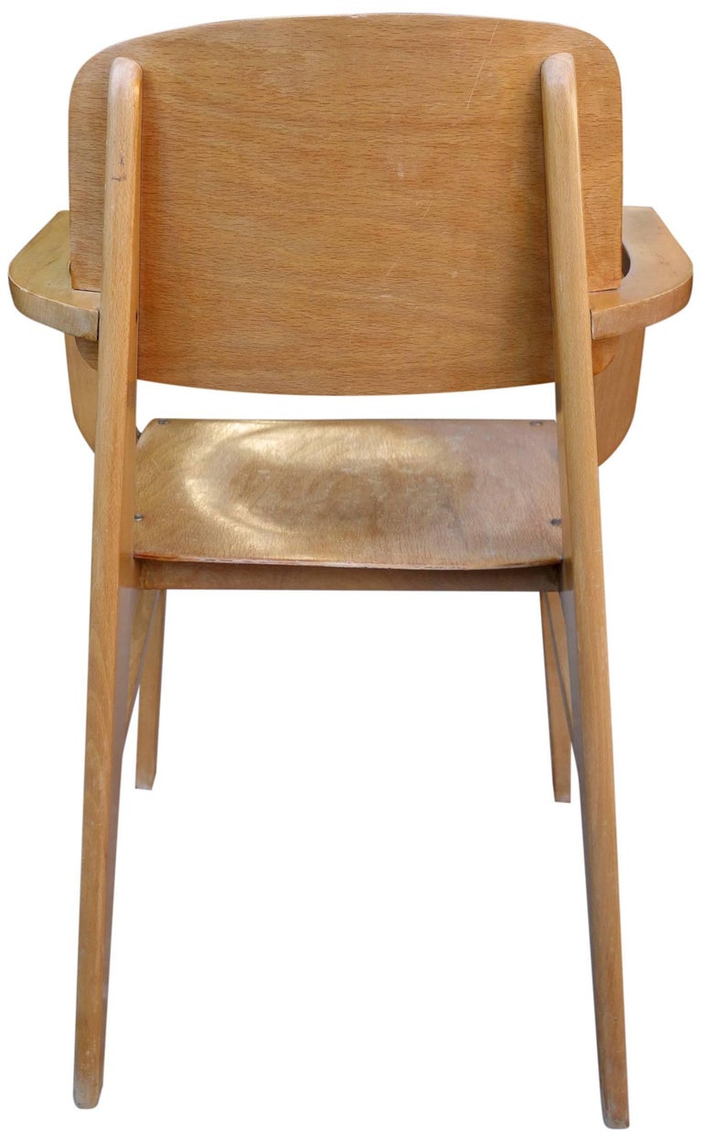 Mid-Century Jean Prouvè All Wood Standard Armchair In Good Condition For Sale In BROOKLYN, NY