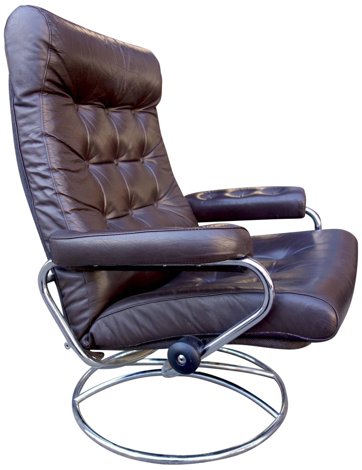 Incredibly comfortable as the name implies. Very nice vintage Scandinavian lounge chair with ottoman.